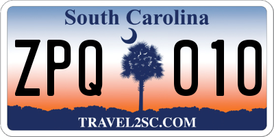 SC license plate ZPQ010