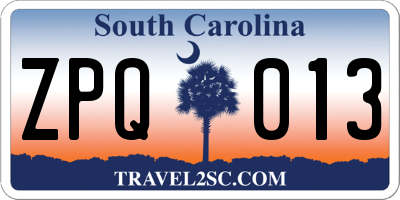 SC license plate ZPQ013