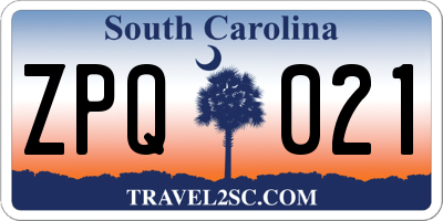 SC license plate ZPQ021