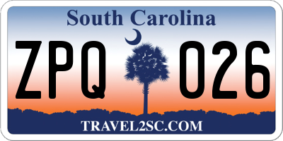 SC license plate ZPQ026