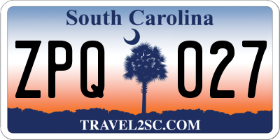 SC license plate ZPQ027