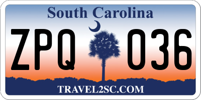 SC license plate ZPQ036