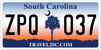 SC license plate ZPQ037