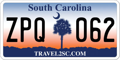 SC license plate ZPQ062