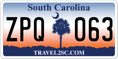 SC license plate ZPQ063
