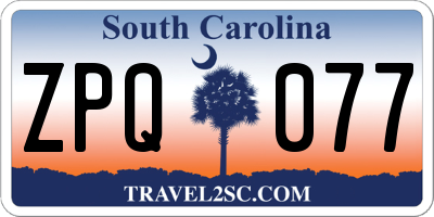 SC license plate ZPQ077