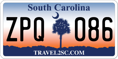 SC license plate ZPQ086