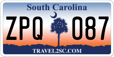 SC license plate ZPQ087
