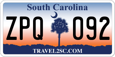 SC license plate ZPQ092