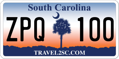 SC license plate ZPQ100