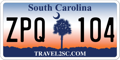 SC license plate ZPQ104