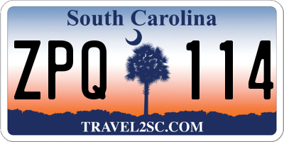 SC license plate ZPQ114