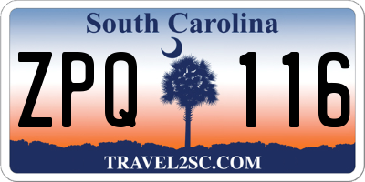 SC license plate ZPQ116