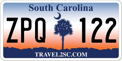 SC license plate ZPQ122