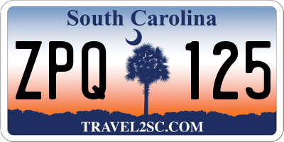 SC license plate ZPQ125
