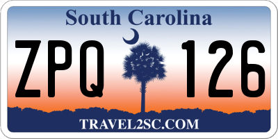 SC license plate ZPQ126