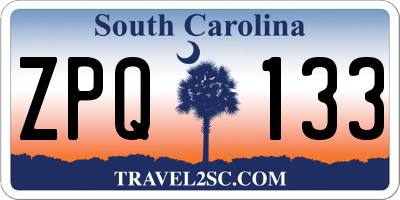 SC license plate ZPQ133