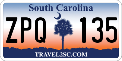 SC license plate ZPQ135