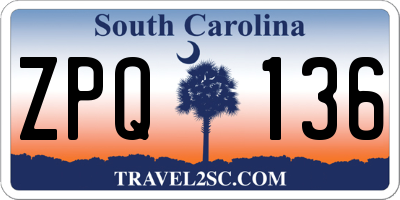 SC license plate ZPQ136
