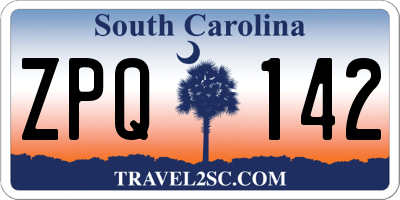 SC license plate ZPQ142
