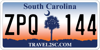 SC license plate ZPQ144