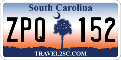 SC license plate ZPQ152