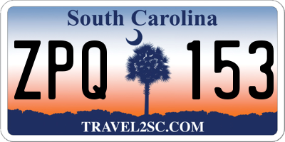 SC license plate ZPQ153