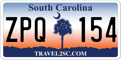 SC license plate ZPQ154
