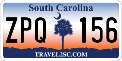SC license plate ZPQ156