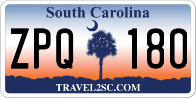 SC license plate ZPQ180