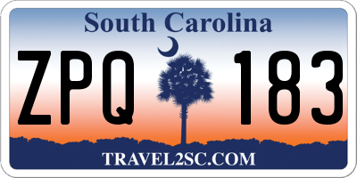 SC license plate ZPQ183