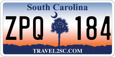 SC license plate ZPQ184