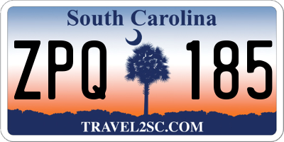 SC license plate ZPQ185