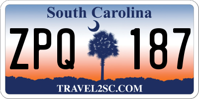 SC license plate ZPQ187