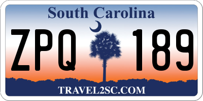 SC license plate ZPQ189