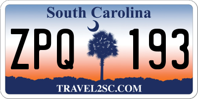 SC license plate ZPQ193