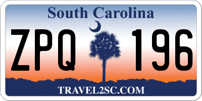 SC license plate ZPQ196