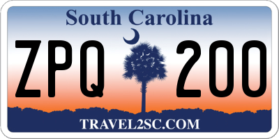 SC license plate ZPQ200