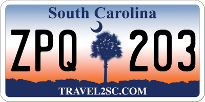 SC license plate ZPQ203