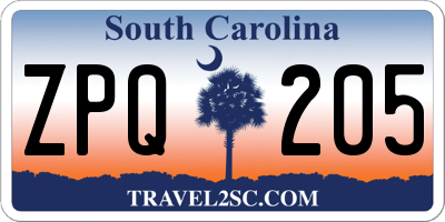 SC license plate ZPQ205