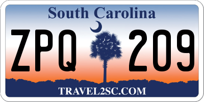SC license plate ZPQ209