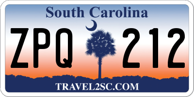 SC license plate ZPQ212