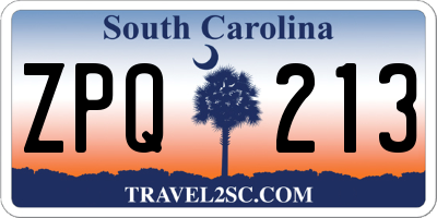 SC license plate ZPQ213