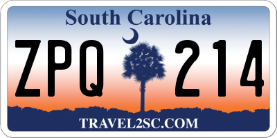 SC license plate ZPQ214