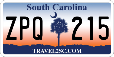 SC license plate ZPQ215