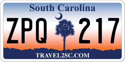 SC license plate ZPQ217