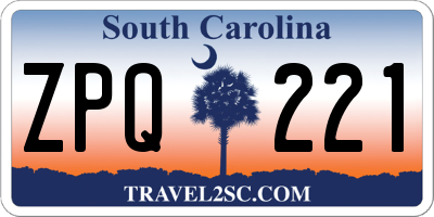 SC license plate ZPQ221