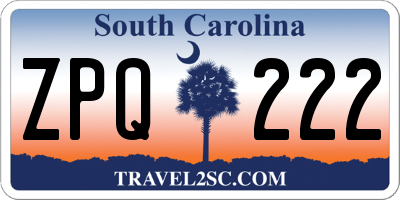 SC license plate ZPQ222