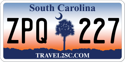 SC license plate ZPQ227