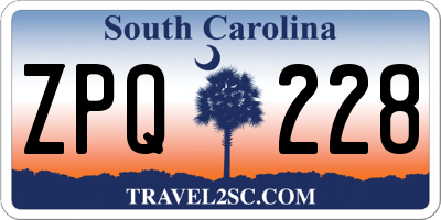 SC license plate ZPQ228